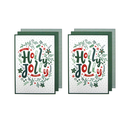 Ladelle Joyful Jolly Christmas Set Of 6 Cotton Kitchen Towels Green