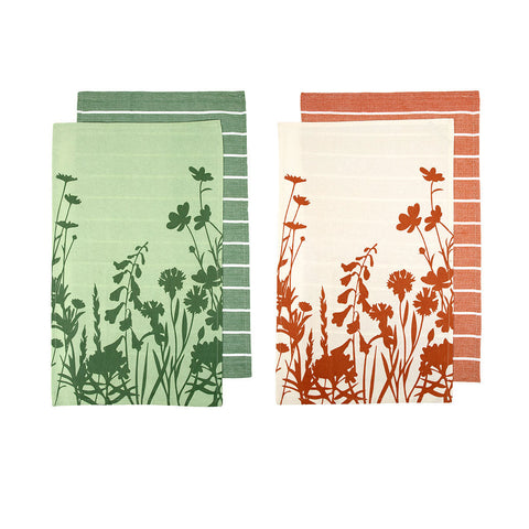 Ladelle Set Of 4 Sanctuary Floral Cotton Kitchen Tea Towels 50 X 70 Cm Mix