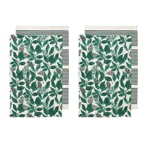 Ladelle Tierra Set Of 4 Cotton Kitchen Towels Green