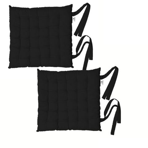 Rans Set Of 2 Alfresco Cotton Chair Pads 40X40 Cm - Plain Black