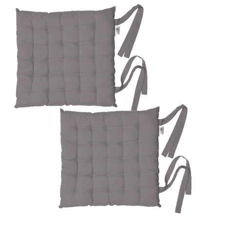 Rans Set Of 2 Alfresco Cotton Chair Pads 40X40 Cm - Plain Charcoal
