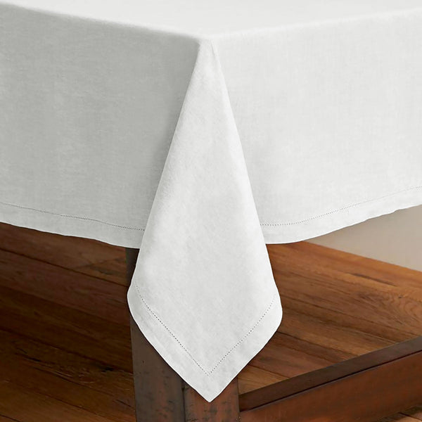 Rans Pure Cotton Hemstitch Tablecloth 150 X 230 Cm - White