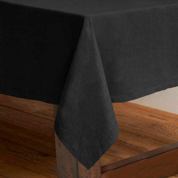 Rans Pure Cotton Hemstitch Tablecloth 150 X 300 Cm - Black