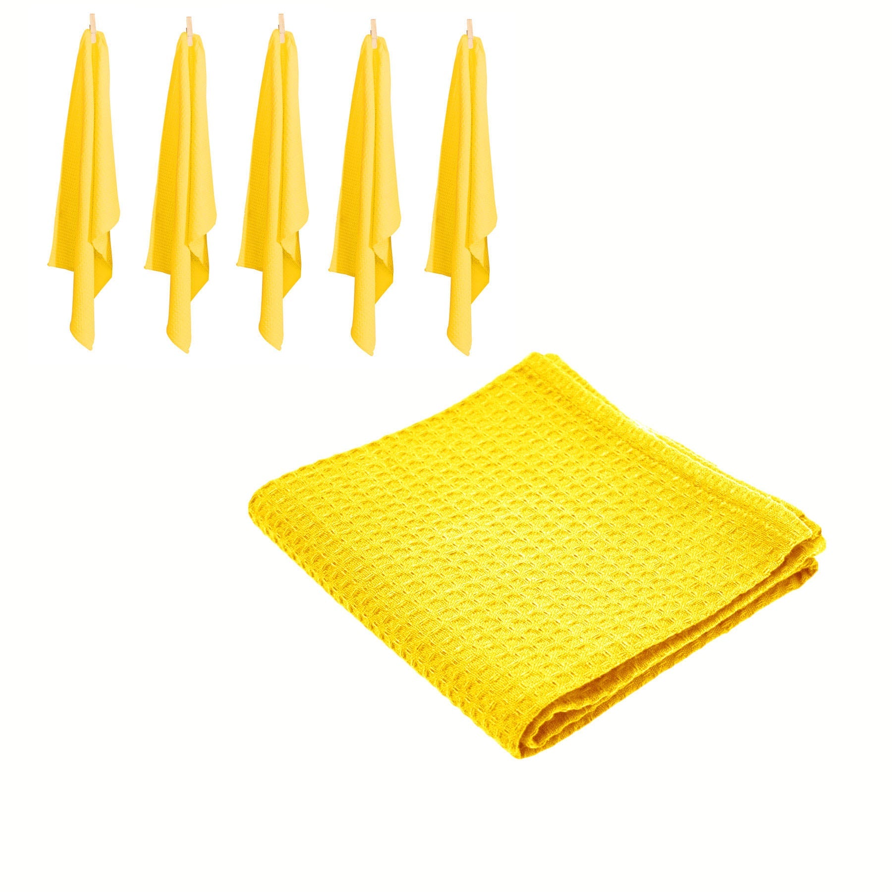Rans Set Of 6 Cotton Waffle Tea Towels 50X70 Cm - Yellow