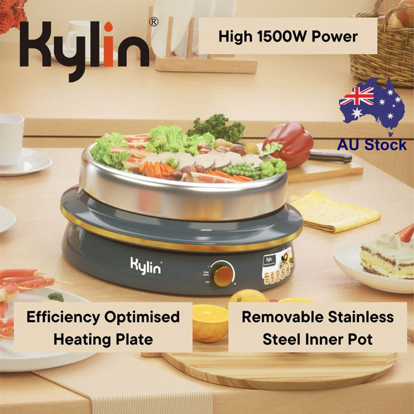 Kylin Electric 1500W Hotpot With Stainless Steel Inner Pot 4L Au K2011 Slow Cookers