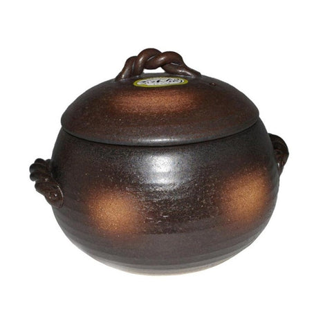 Donabe Japanese Yorozufuru Sho Brown Chestnut 5# Rice Clay Pot Made In 2.4L Other Cookware