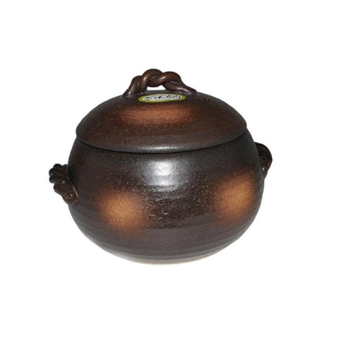 Japanese Yorozufuru-Sho Brown Donabe Chestnut 3# Rice Clay Pot Made In 1.7L