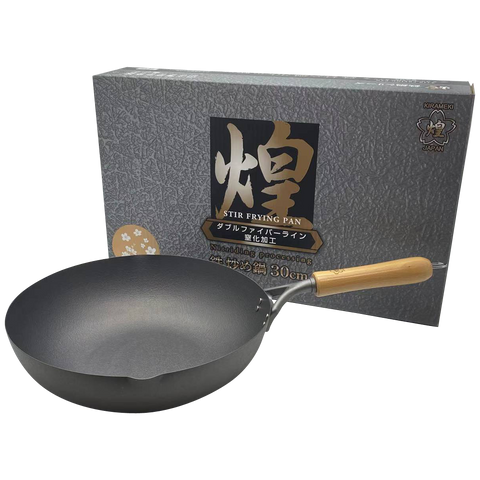 Kirameki Premium Cast Iron Nitriding Processing Stir-Fry Wok (Made In Japan) 30Cm
