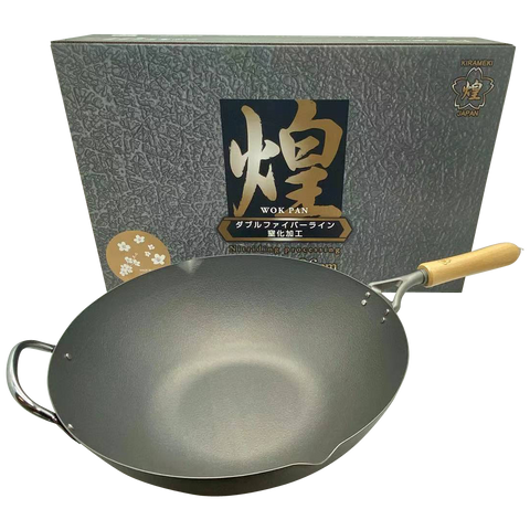Kirameki Premium Cast Iron Nitriding Processing Stir Fry Wok (Made In Japan) 36Cm Woks