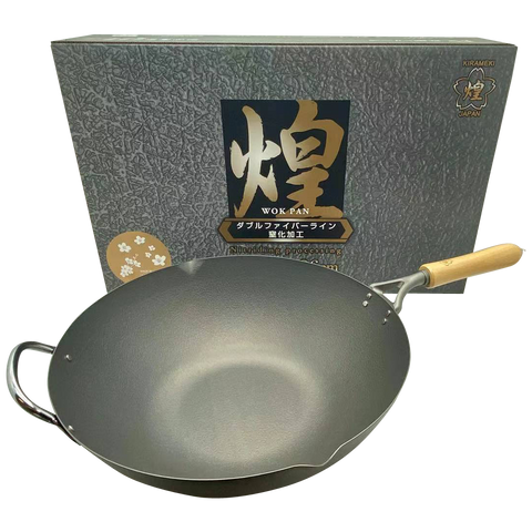 Kirameki Premium Cast Iron Nitriding Processing Stir-Fry Wok (Made In Japan) 36Cm