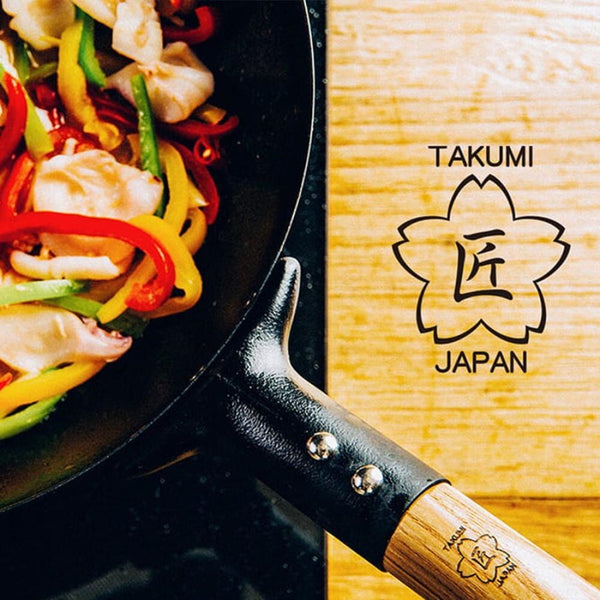 Takumi Premium Magma Plate Cast Iron Wok - Made In Japan 28Cm