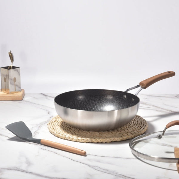 Kylin 3 Layer Stainless Steel Non Stick Noka Wok 30Cm Woks