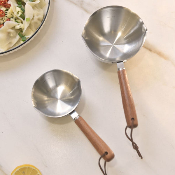 Kylin 304 Stainless Steel Oil Poured Pot With Wood Handle 120Ml Cooking Utensils