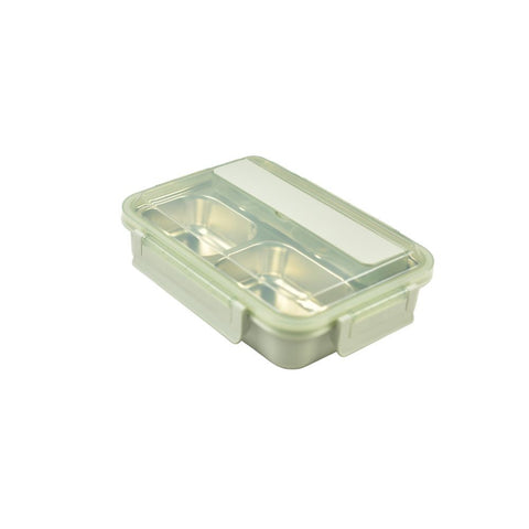 Kylin 304 Stainless Steel Divided Simple Lunch Box With A Cultery Set - Green