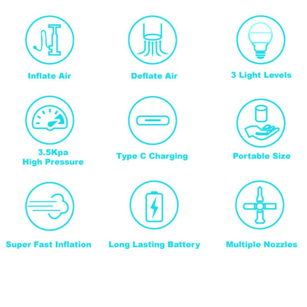 Giga Lounger Pump 2.0 Portable Mini Electric Inflator Chargeable Outdoor Air Multi Tools