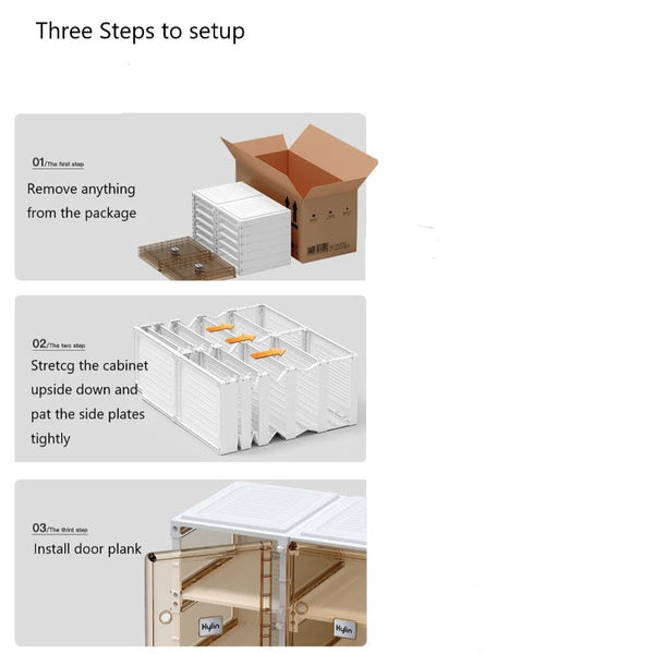 Kylin Cubes Storage Folding Shoe Box With 2 Column & 20 Grids 10 Brown Door