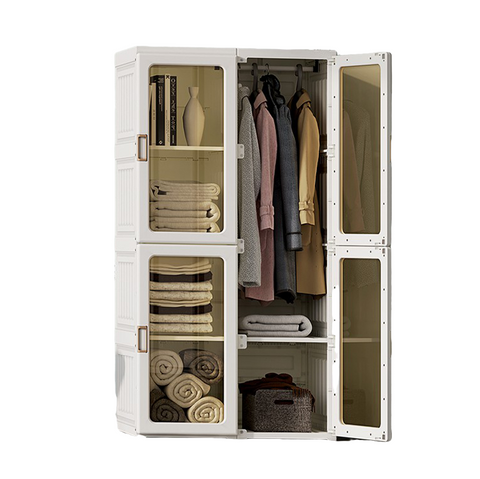 Kylin Cubes Storage Folding Cabinet Wardrobe With 8 Grids & 4 Doors 1 Hanger