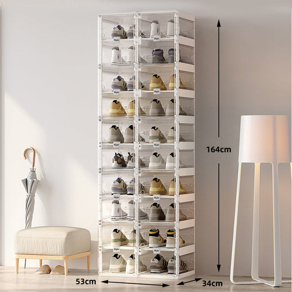 Kylin Cubes Storage Folding Shoe Box With 2 Column & 20 Grids 10 Clear Door