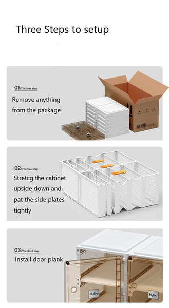 Kylin Cubes Storage Folding Shoe Cabinet With 1 Column & 5 Grids 3 Brown Door