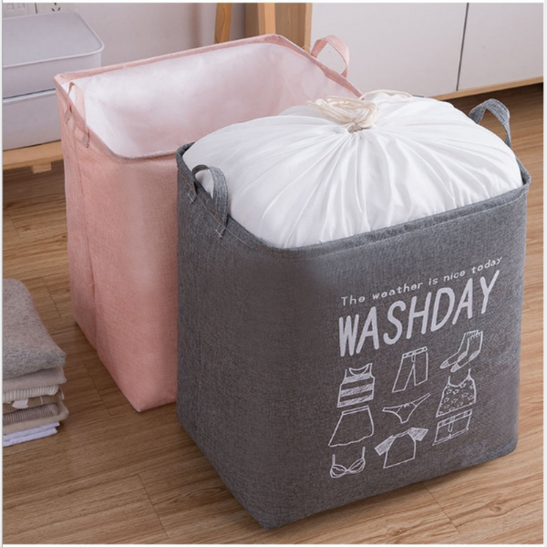 Ex-Large Capacity Collapsible Laundry Basket Foldable Washing Bin Hamper Linen (Pink)