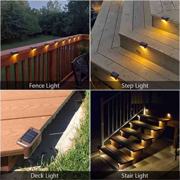 4 Pack Solarpower Deck Lights Outdoor Step Waterproof Led Landscape & Walkway Lights