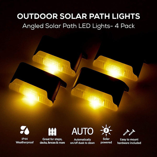 4 Pack Solarpower Deck Lights Outdoor Step Waterproof Led Landscape & Walkway Lights