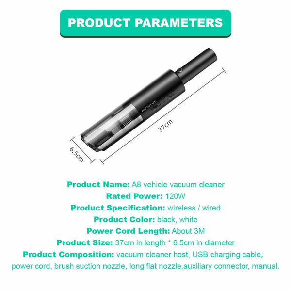 Vacuum Cleaners Jr Joyreap Wireless Charge 6000Pa Suction Powerful Portable Car Vacuum Cleaner Home Duster(White)