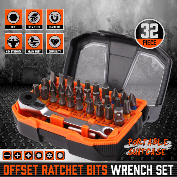 Sedy 32Piece 1/4" Mini Double Head Screwdriver Bit And Ratchet Set Crv Steel Durable Screwdrivers & Nutdrivers