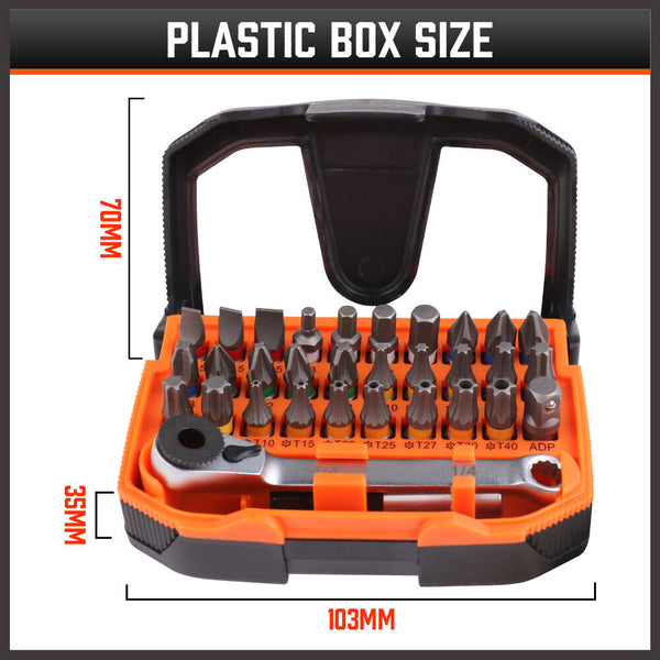 Sedy 32Piece 1/4" Mini Double Head Screwdriver Bit And Ratchet Set Crv Steel Durable Screwdrivers & Nutdrivers