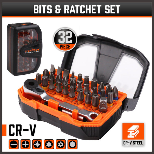 Sedy 32Piece 1/4" Mini Double Head Screwdriver Bit And Ratchet Set Crv Steel Durable Screwdrivers & Nutdrivers