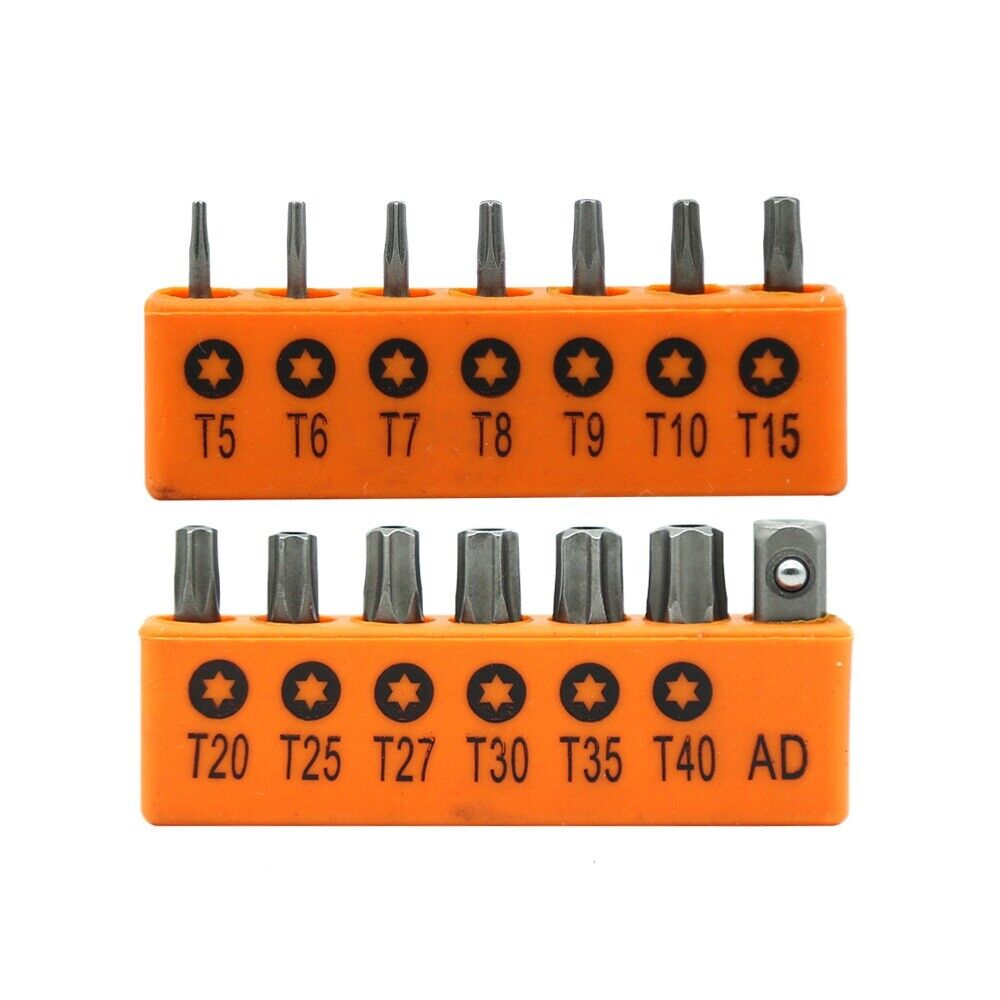 14Pc Torx Key Bit Set Tamper Proof Star Wrench Bits T5 T40 Socket Adapter S2 New Screwdrivers & Nutdrivers