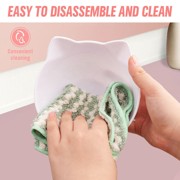 Vaka White Double Cat Bowl Pet Bowls Stand Dog Elevated Feeder Food Water Raised Lifted Cat Bowls