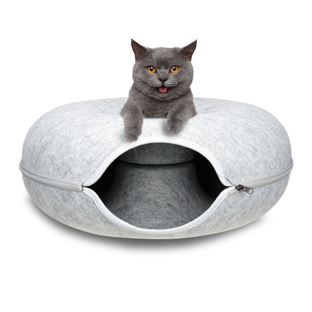 Vaka 59 X 29Cm Cat Tunnel Bed Dark Grey Felt Pet Puppy Nest Cave Toy Light Cat Toys