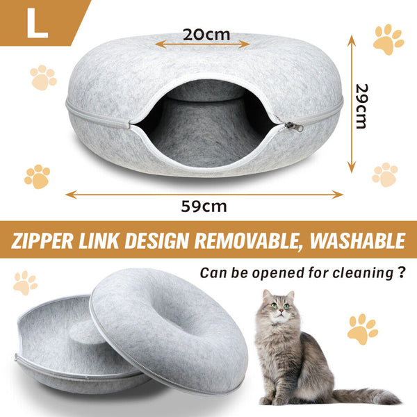 Vaka 59 X 29Cm Cat Tunnel Bed Dark Grey Felt Pet Puppy Nest Cave Toy Light Cat Toys