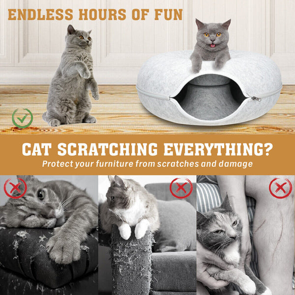 Vaka 59 X 29Cm Cat Tunnel Bed Dark Grey Felt Pet Puppy Nest Cave Toy Light Cat Toys