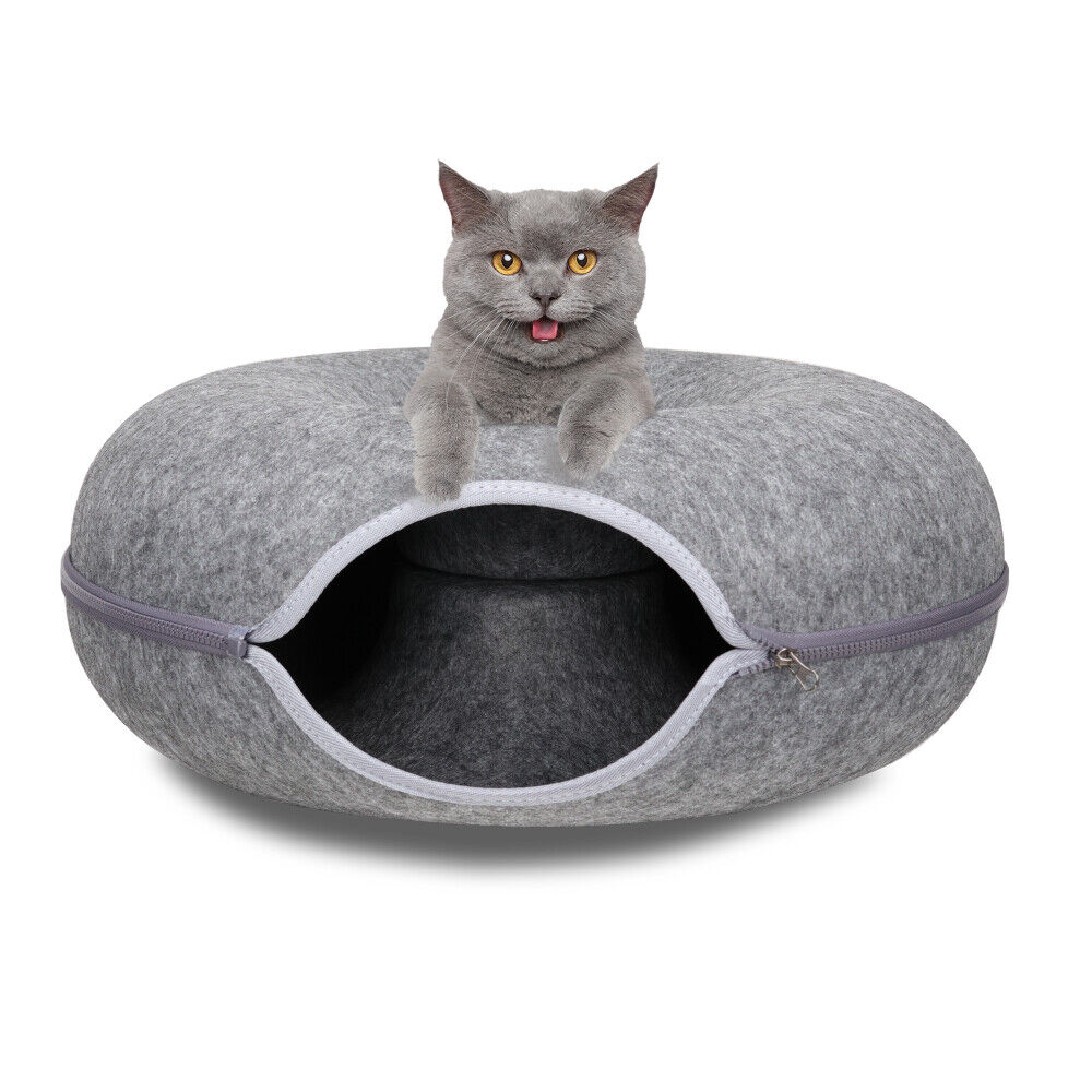 Vaka Cat Tunnel Bed Felt Pet Puppy Nest Cave House Round Donut Interactive Play Toy 26823 Pet Beds