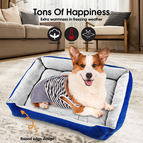 Vaka Navy Dog Bed Pet Cat Calming Floor Mat Sleeping Cave Washable Extra Large 29701 Pet Beds