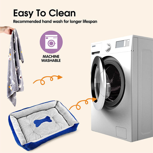 Vaka Navy Dog Bed Pet Cat Calming Floor Mat Sleeping Cave Washable Extra Large 29701 Pet Beds