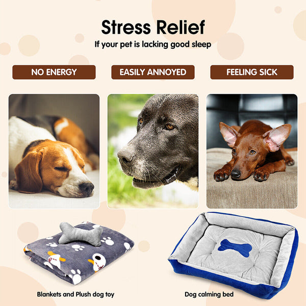 Vaka Navy Dog Bed Pet Cat Calming Floor Mat Sleeping Cave Washable Extra Large 29702 Pet Beds