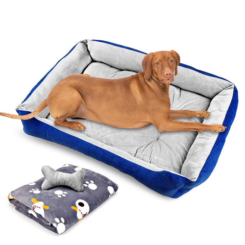 Vaka Navy Dog Bed Pet Cat Calming Floor Mat Sleeping Cave Washable Extra Large 29703