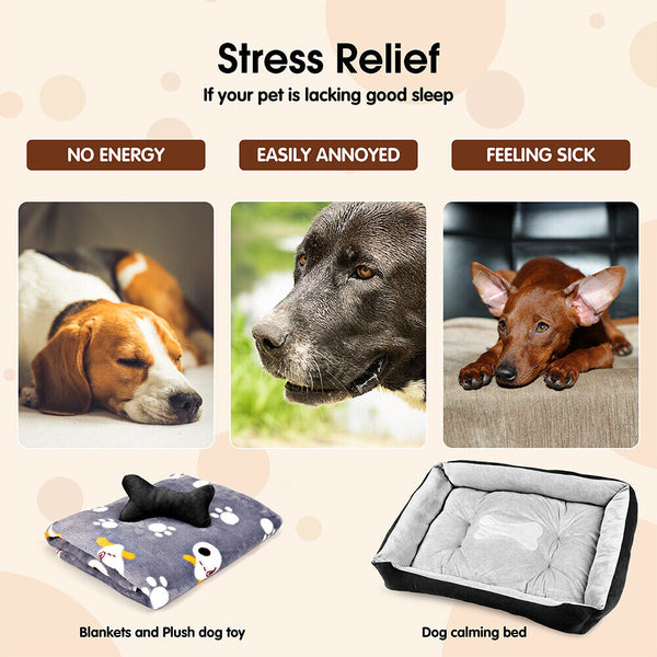 Vaka Navy Dog Bed Pet Cat Calming Floor Mat Sleeping Cave Washable Extra Large 29705 Pet Beds