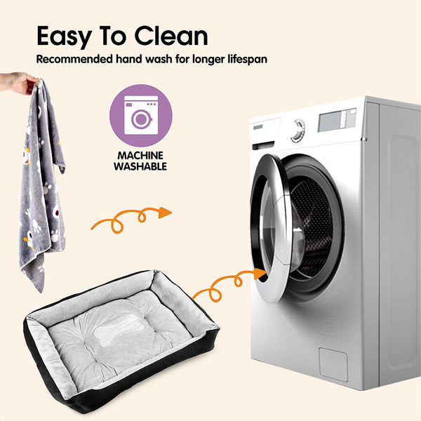 Vaka Navy Dog Bed Pet Cat Calming Floor Mat Sleeping Cave Washable Extra Large 29705 Pet Beds