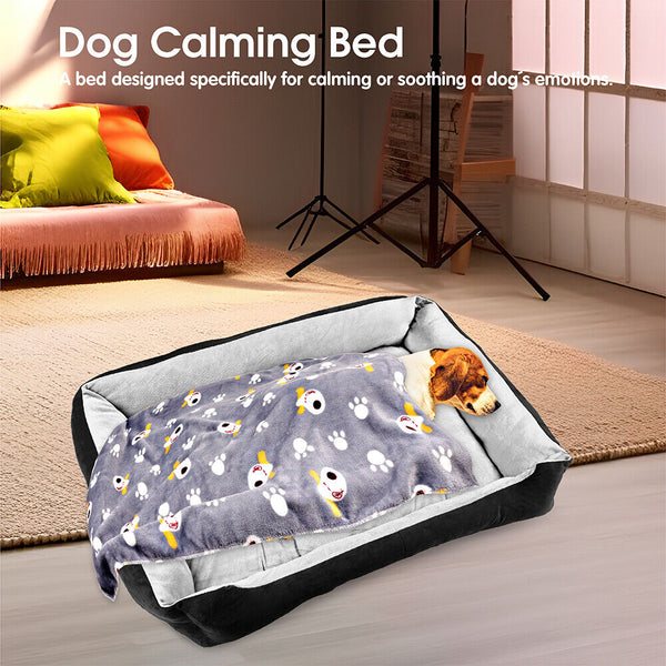 Vaka Navy Dog Bed Pet Cat Calming Floor Mat Sleeping Cave Washable Extra Large 29705