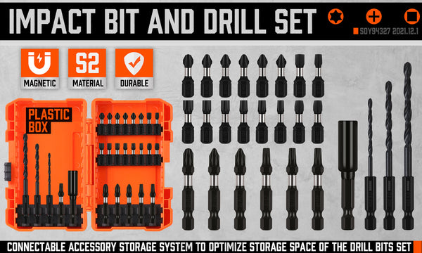 26Pc Impact Screwdriver Bit Set Magnetic Drill Holder Quick Release Drilling