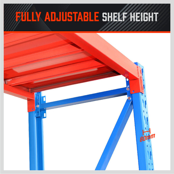 2Mx2m Steel Racks Shelves Garage Storage Warehouse Tyre Shelving 1000 Capacity Tool Shelving & Racking Systems
