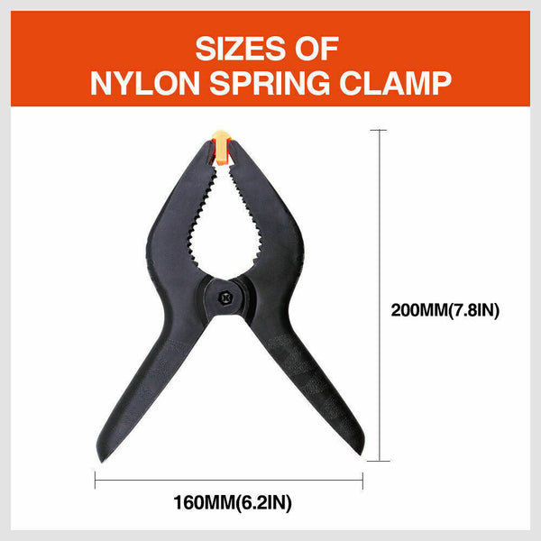 Horusdy 4Pc 9'' Strong Spring Clamps Heavy Duty Nylon Clip Quick Grip Black Large Size Clamps & Vices