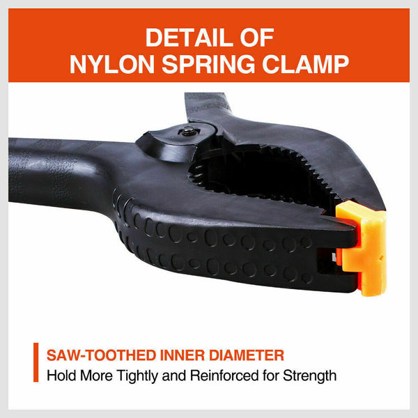 Horusdy 4Pc 9'' Strong Spring Clamps Heavy Duty Nylon Clip Quick Grip Black Large Size Clamps & Vices