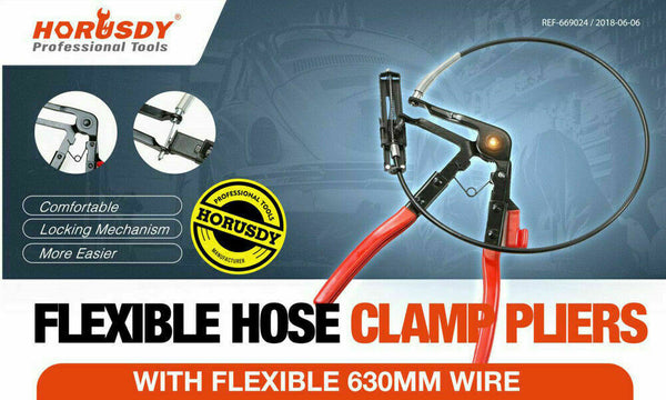 Long Hose Clamp Pliers 24" Flexible Extension Wire Oil Fuel Clip Remove Clamps