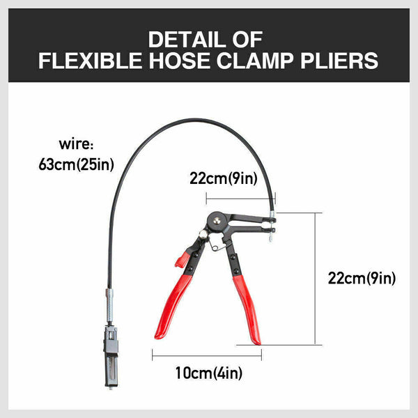 Long Hose Clamp Pliers 24" Flexible Extension Wire Oil Fuel Clip Remove Clamps