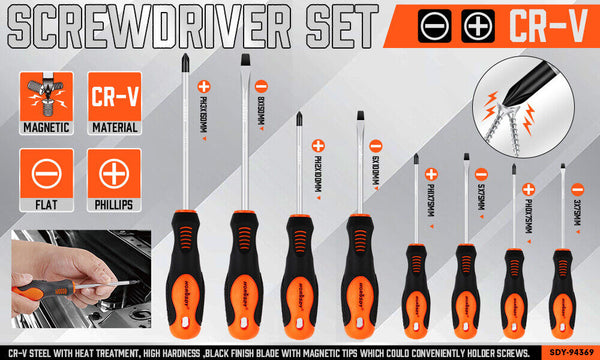 Horusdy 8Pc Magnetic Screwdriver Set Non Slip Handle Phillips Slotted Tool New Screwdrivers & Nutdrivers